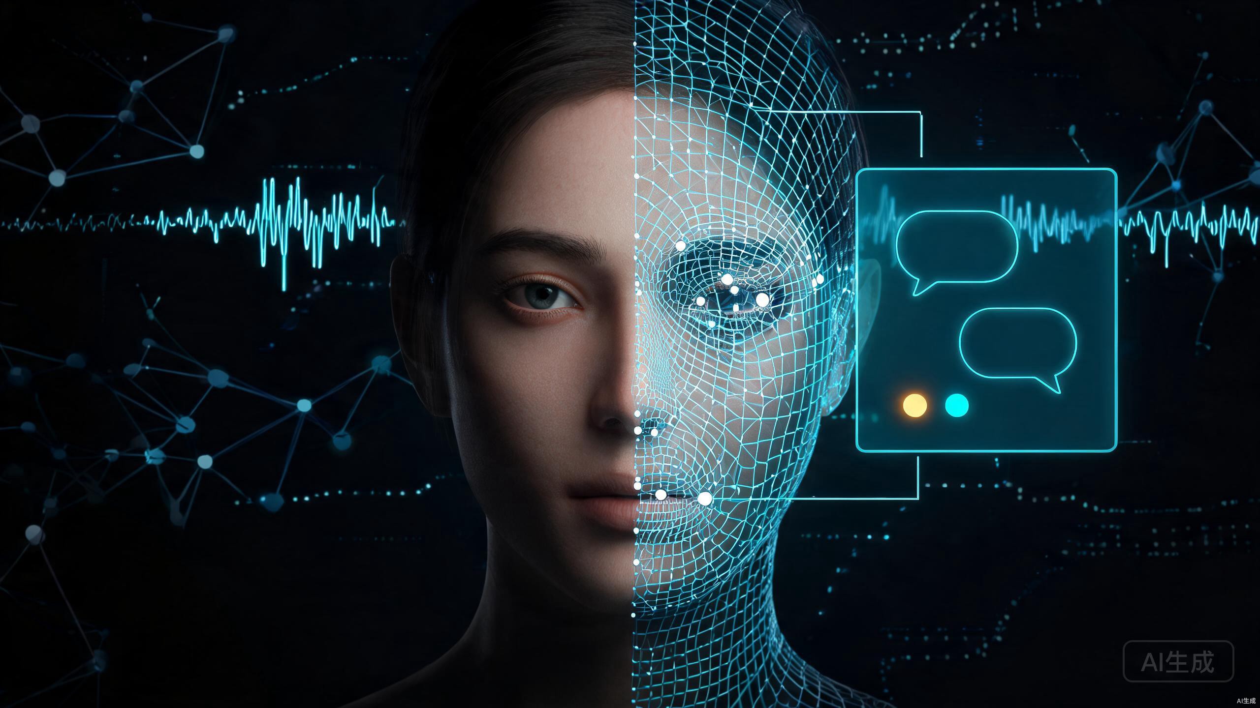 虚拟人实时对话主视觉：数字人面部分层渲染与声波交互